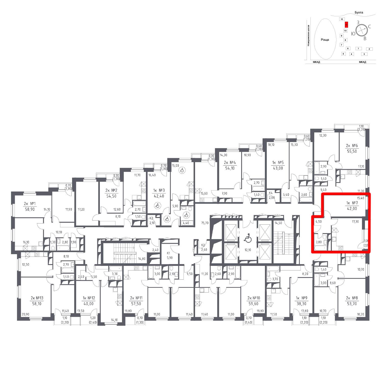 Продаётся 1-комнатная квартира в новостройке 42.0 кв.м. этаж 13/33 за 0 руб 