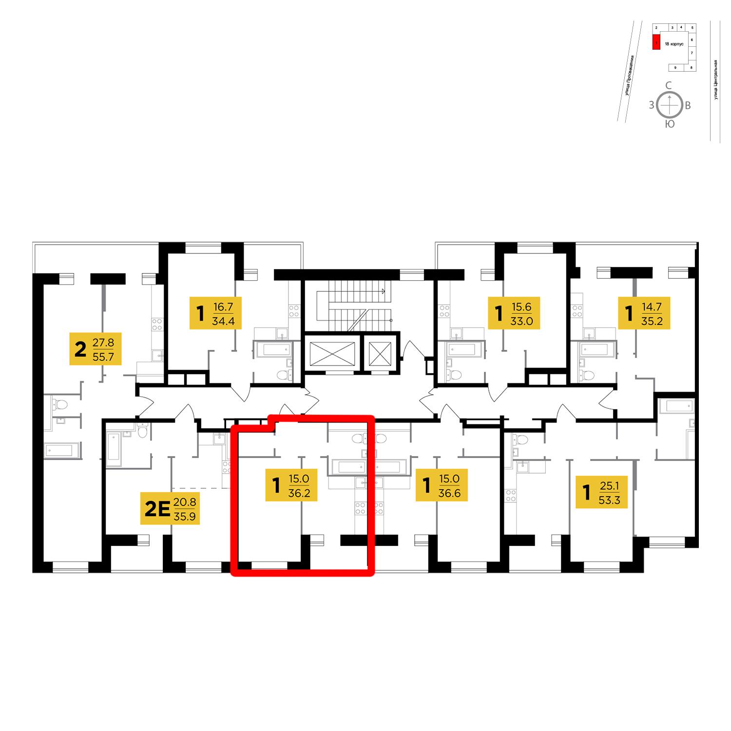 Продаётся 1-комнатная квартира в новостройке 36.2 кв.м. этаж 13/16 за 2 688 899 руб 