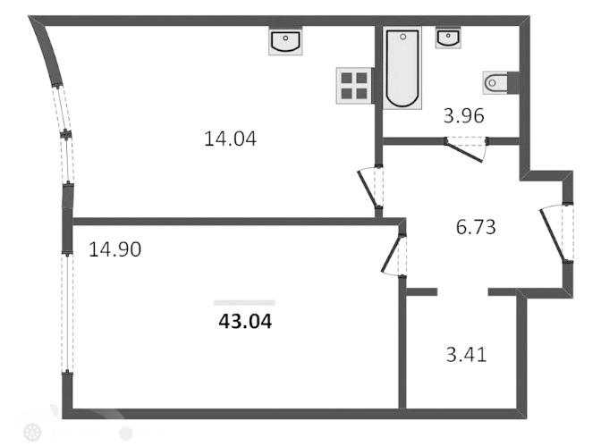 Продаётся 1-комнатная квартира в новостройке 42.0 кв.м. этаж 30/39 за 18 900 000 руб 