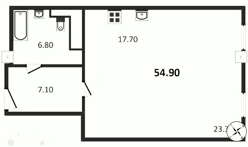 Продаётся 2-комнатная квартира в новостройке 55.0 кв.м. этаж 6/22 за 11 800 000 руб 