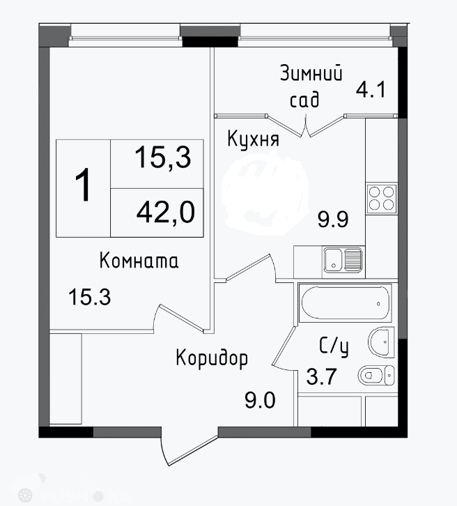 Продаётся 2-комнатная квартира в новостройке 42.0 кв.м. этаж 12/25 за 13 300 000 руб 