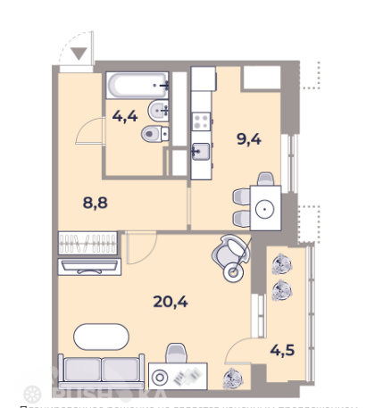 Продаётся 1-комнатная квартира в новостройке 48.0 кв.м. этаж 9/15 за 18 200 002 руб 