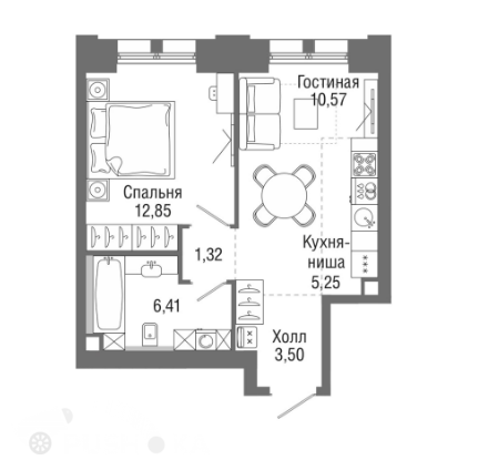 Продаётся 2-комнатная квартира в новостройке 40.0 кв.м. этаж 17/45 за 17 700 000 руб 